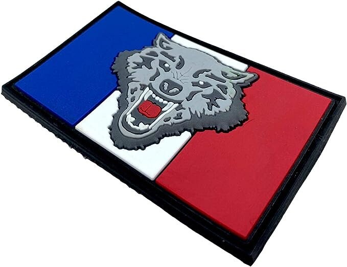 France French Francais Wolf Flag Airsoft Paintball PVC Morale Cosplay Team Patch
