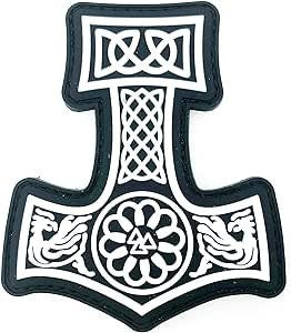 Thors Hammer Mjölnir Viking Norse PVC Airsoft Paintball Cosplay Morale Patch