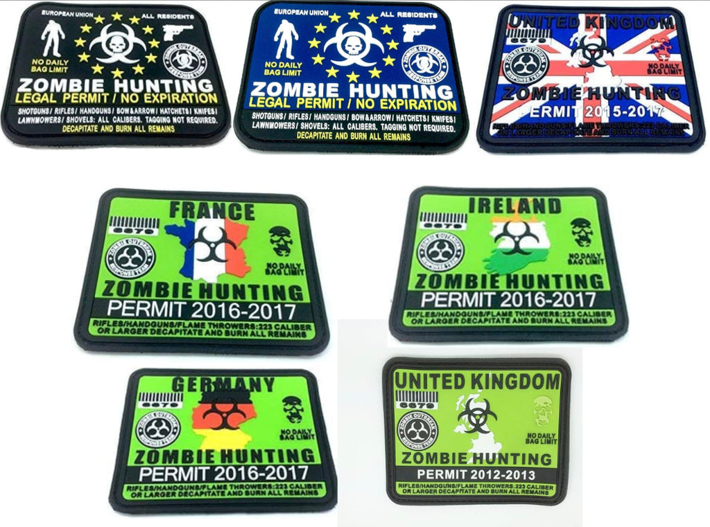 International Countries Zombie Hunting Permits PVC Tactical Airsoft Paintball Morale Patch