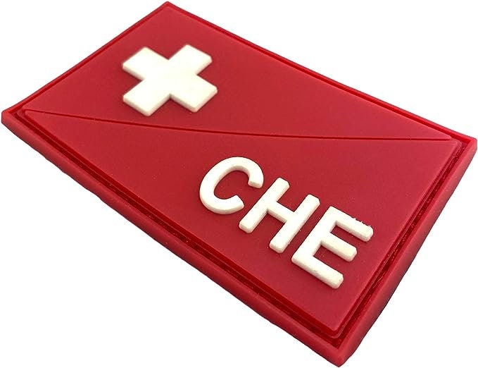 Switzerland Swiss Diagonal CHE Glow in the Dark Flag Tactical PVC Airsoft Paintball Cosplay Team Patch