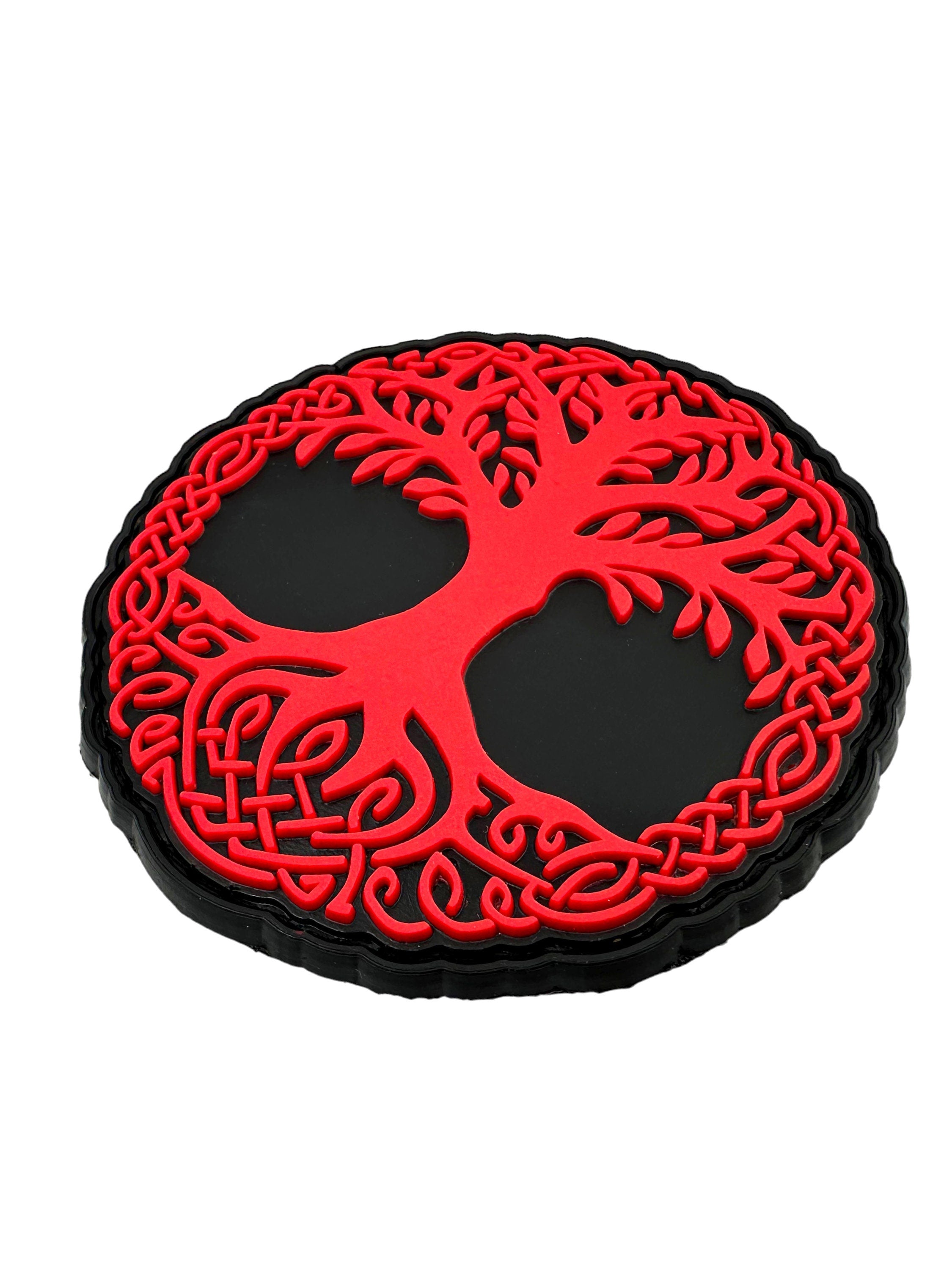 Tree of Life Viking Red Norse Cosplay PVC Airsoft Paintball Morale Patch
