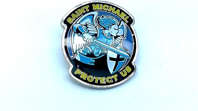 St Michael Protect Us Crusader Metal Pin Badge Brooch
