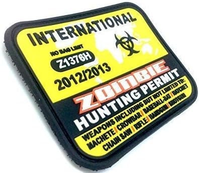 International Zombie Hunting Permit No Limit Airsoft PVC Morale Cosplay Patch