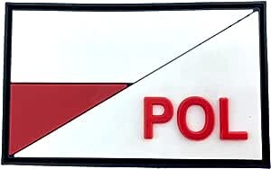 Poland Polish Diagonal POL Flag Tactical PVC Airsoft Paintball Cosplay Team Patch