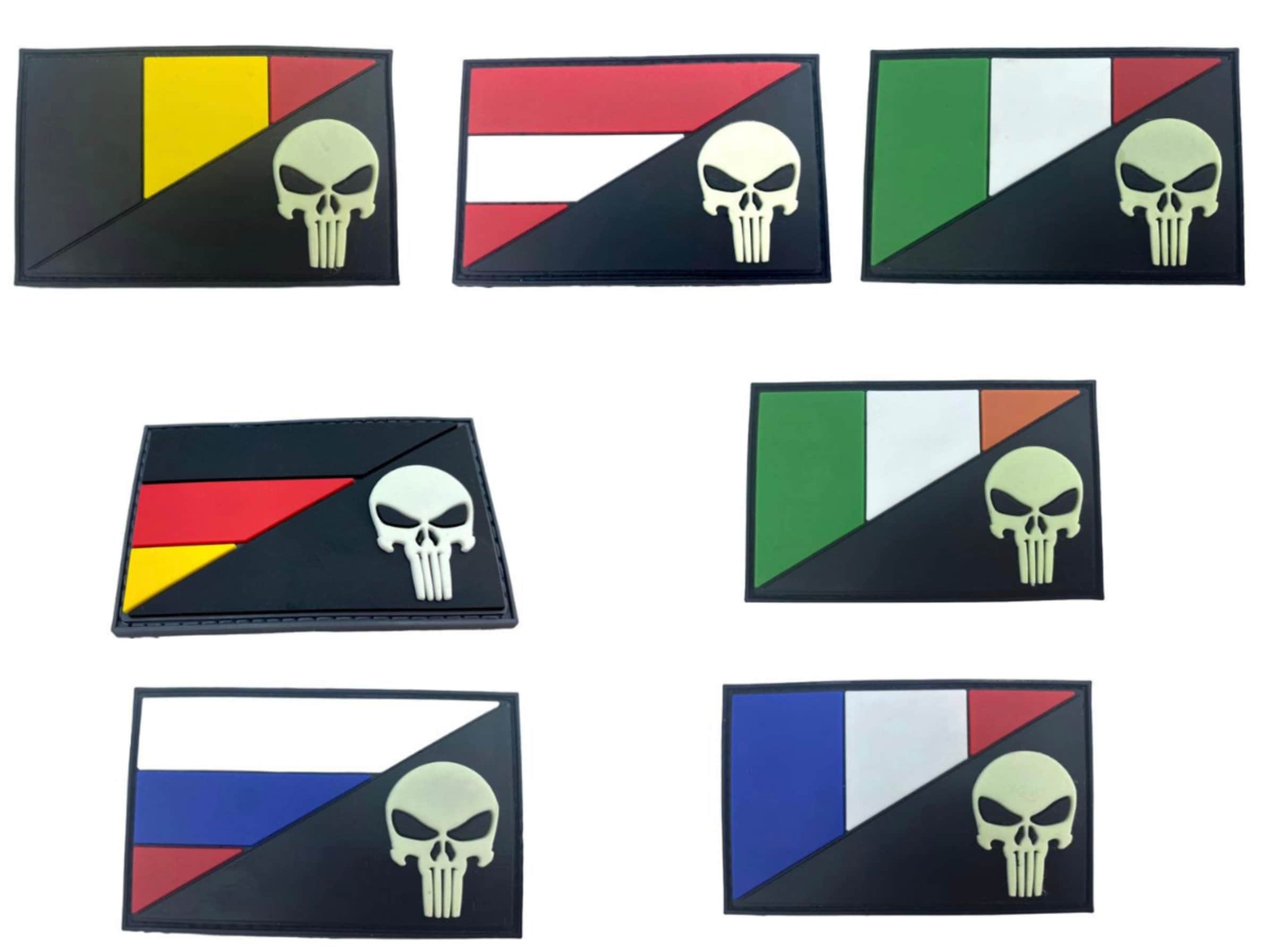European Countries EU Skull Glow in the Dark Flag Airsoft Paintball PVC Morale Cosplay Team Patch