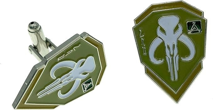 Bounty Hunter Boba Fett Bantha Skull Cosplay Metal Sci Fi Fan Cufflinks