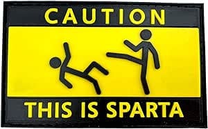 Caution This is Sparta Tactical PVC Airsoft Paintball Cosplay Patch