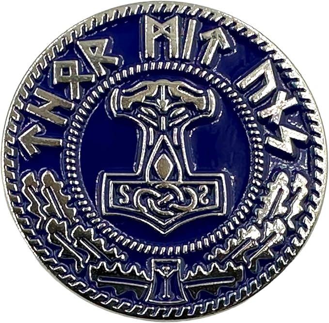 Thor's Hammer Mjolnir Viking Rune Metal Pin Badge Brooch