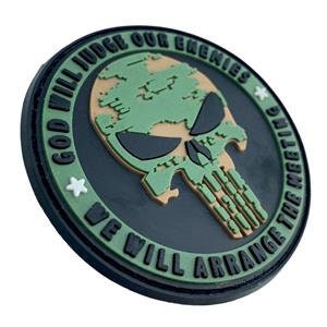 God Will Judge Our Enemies Camo Skull PVC Airsoft Paintball Cosplay Morale Patch