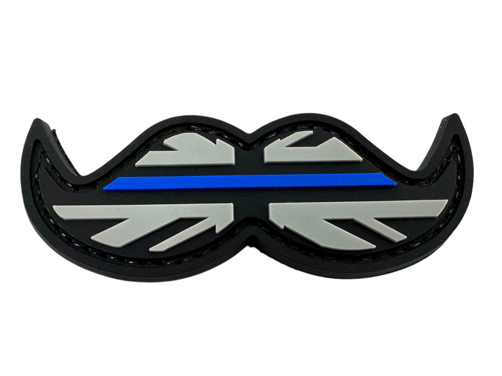 Thin Blue Red Line Union Jack Flag Moustache Tactical Airsoft PVC Cosplay Patch