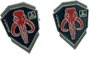 Bounty Hunter Boba Fett Bantha Skull Cosplay Metal Sci Fi Fan Cufflinks