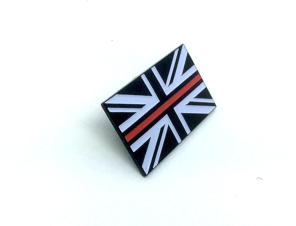 Thin Red Line Union Jack Fire Service Metal Pin Badge Brooch