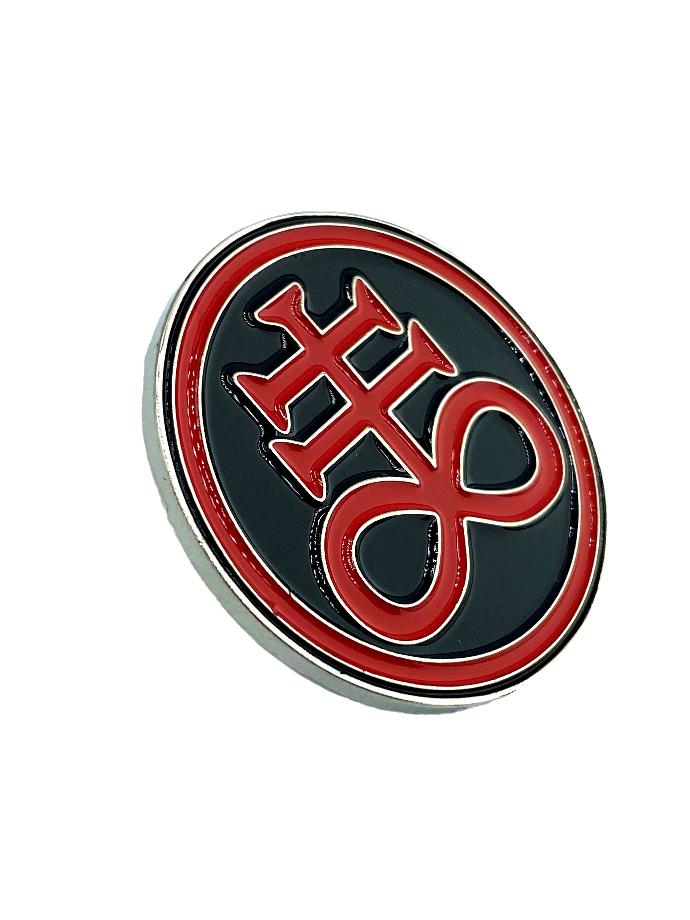 The Leviathan Cross Satan Cross Red Metal Pin Badge Brooch