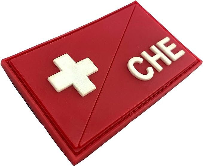 Switzerland Swiss Diagonal CHE Glow in the Dark Flag Tactical PVC Airsoft Paintball Cosplay Team Patch
