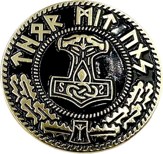 Thor's Hammer Mjolnir Viking Rune Metal Pin Badge Brooch