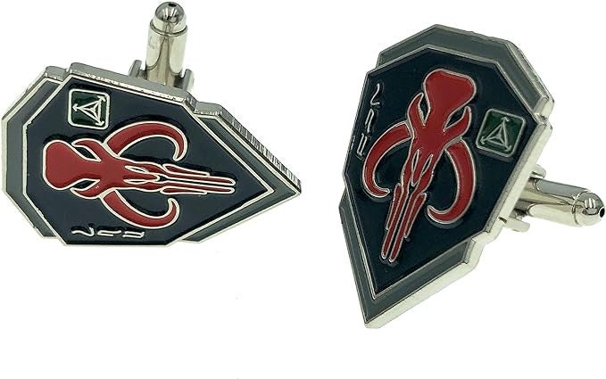 Bounty Hunter Boba Fett Bantha Skull Cosplay Metal Sci Fi Fan Cufflinks