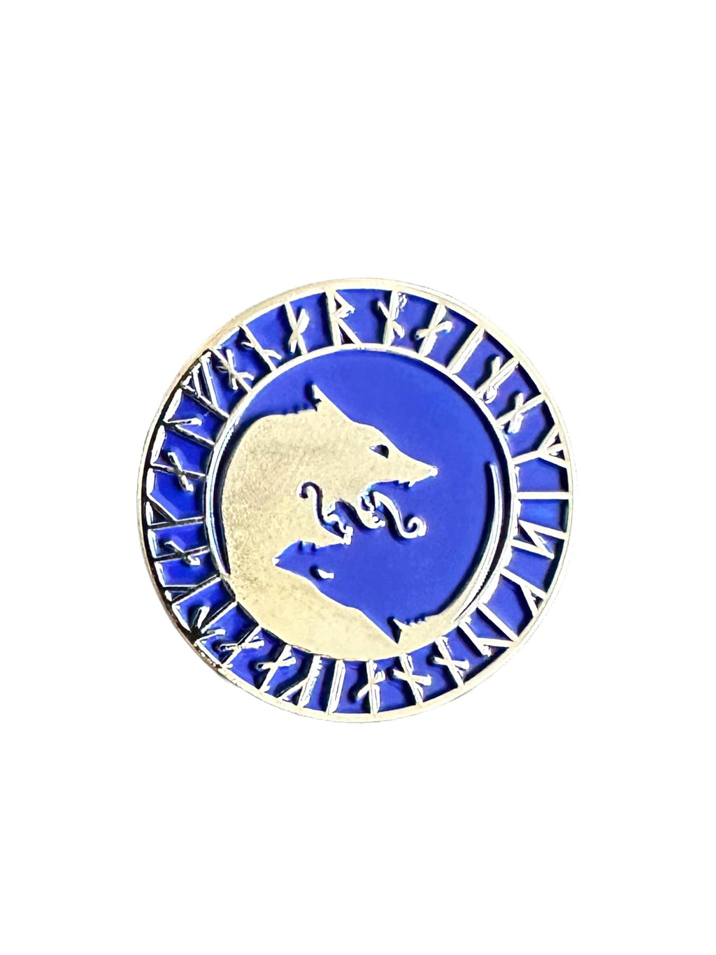 Wolf Geri and Freki Norse Rune Viking Metal Pin Badge Brooch