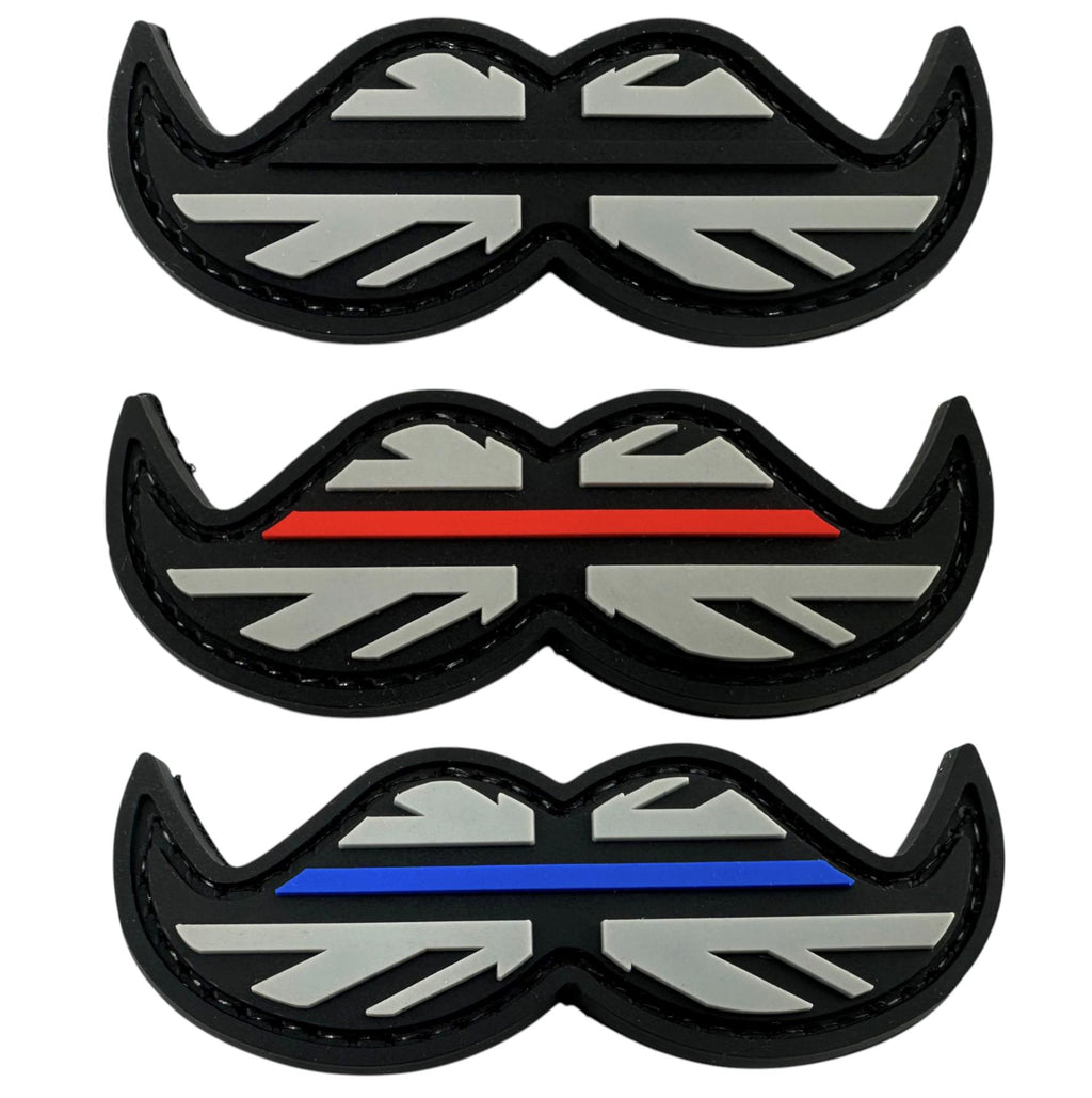 Thin Blue Red Line Union Jack Flag Moustache Tactical Airsoft PVC Cosplay Patch