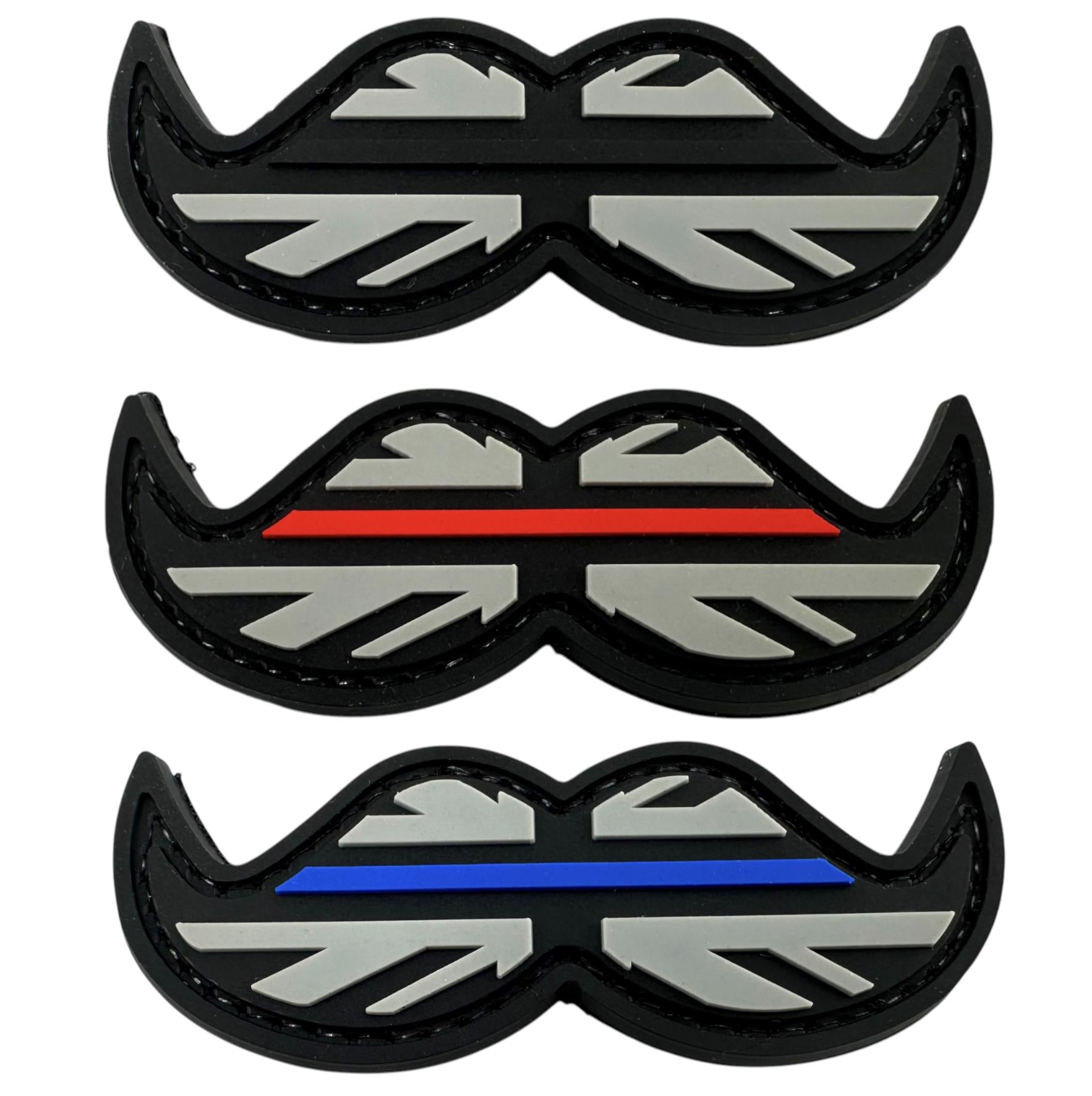 Thin Blue Red Line Union Jack Flag Moustache Tactical Airsoft PVC Cosplay Patch