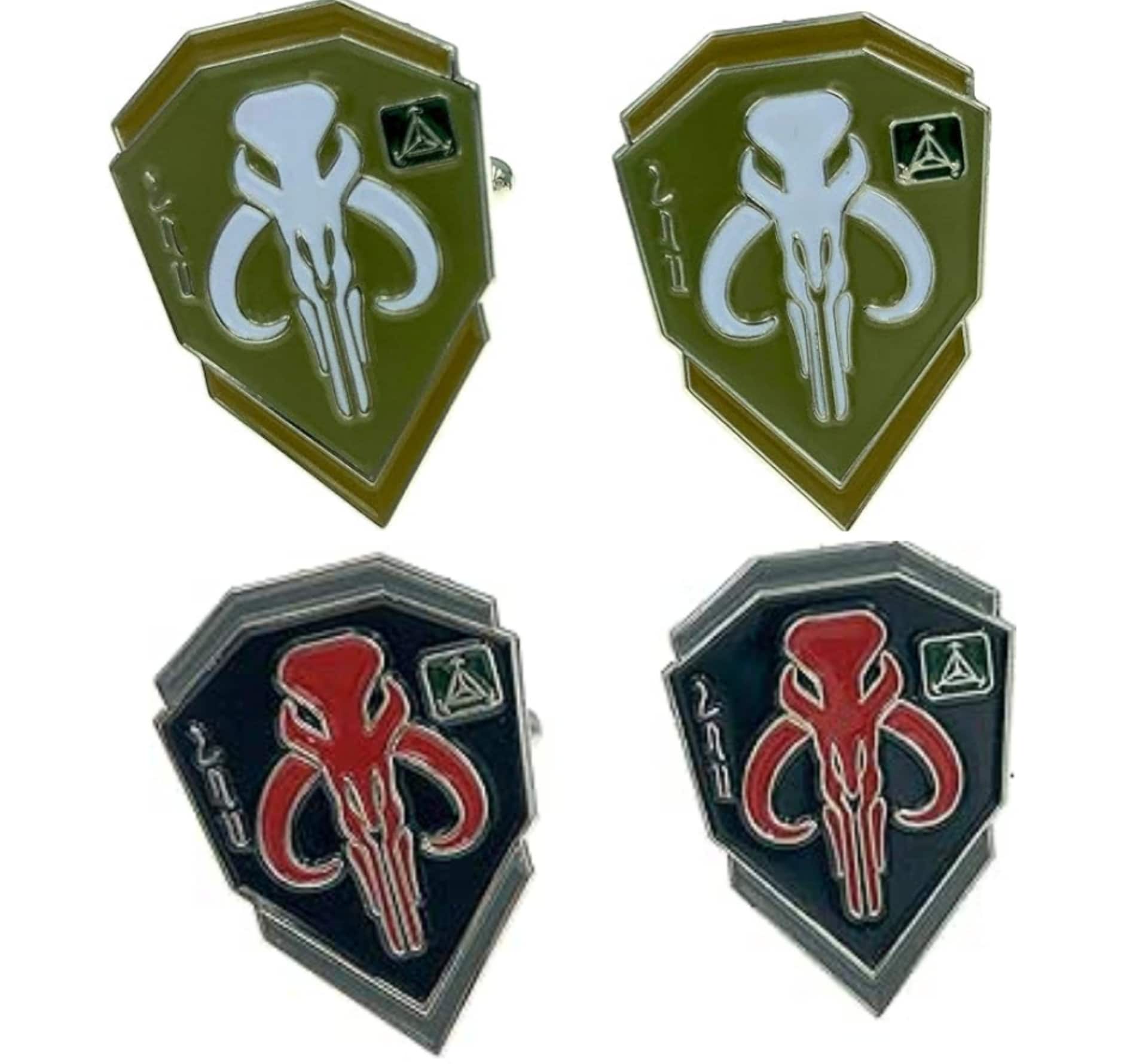 Bounty Hunter Boba Fett Bantha Skull Cosplay Metal Sci Fi Fan Cufflinks
