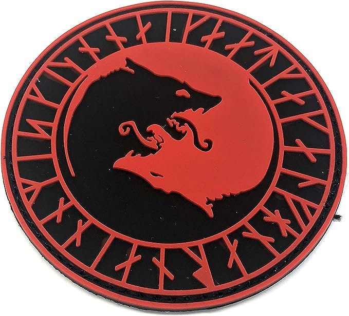 Viking Wolf Geri and Freki Norse Rune PVC Airsoft Paintball Cosplay Morale Patch