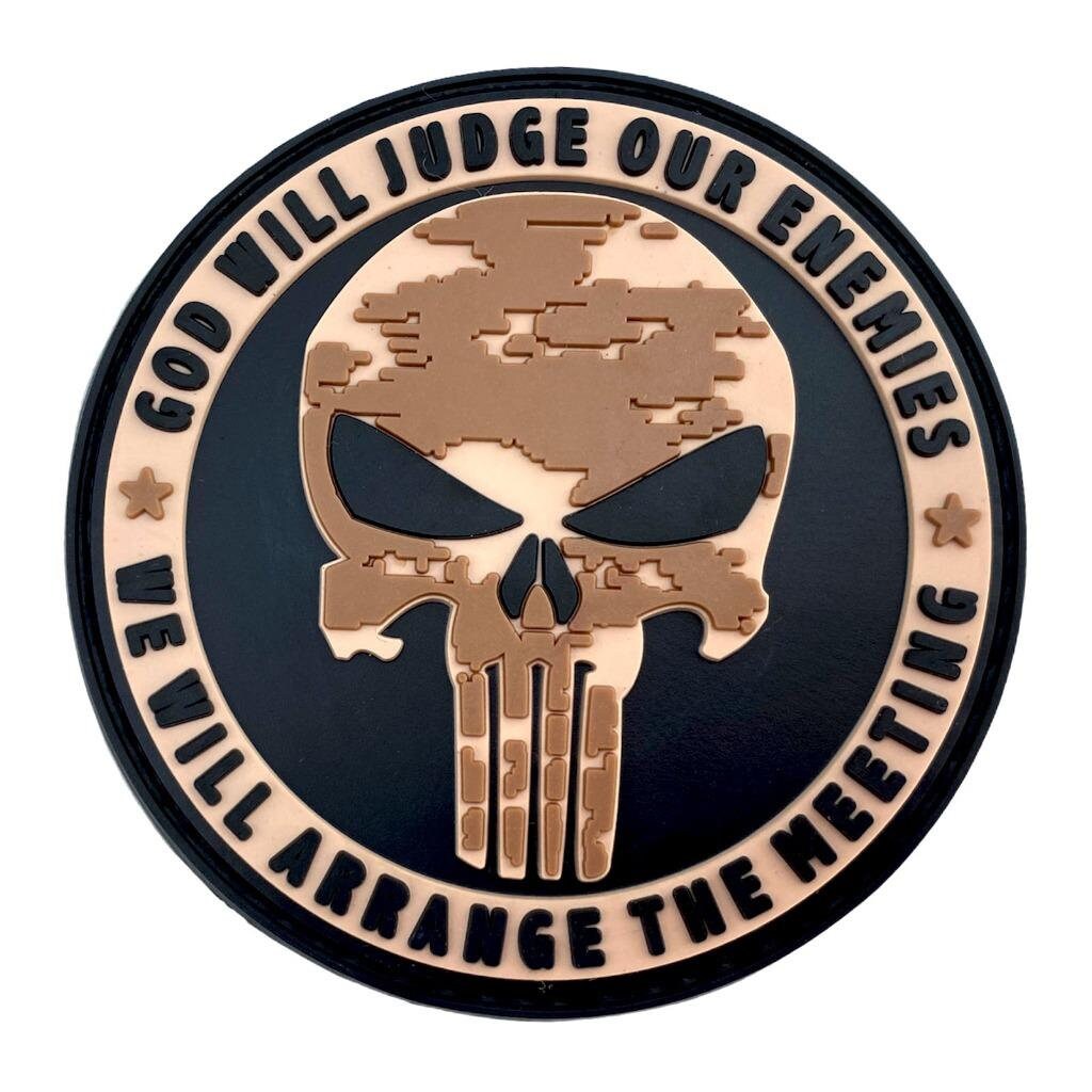 God Will Judge Our Enemies Camo Skull PVC Airsoft Paintball Cosplay Morale Patch
