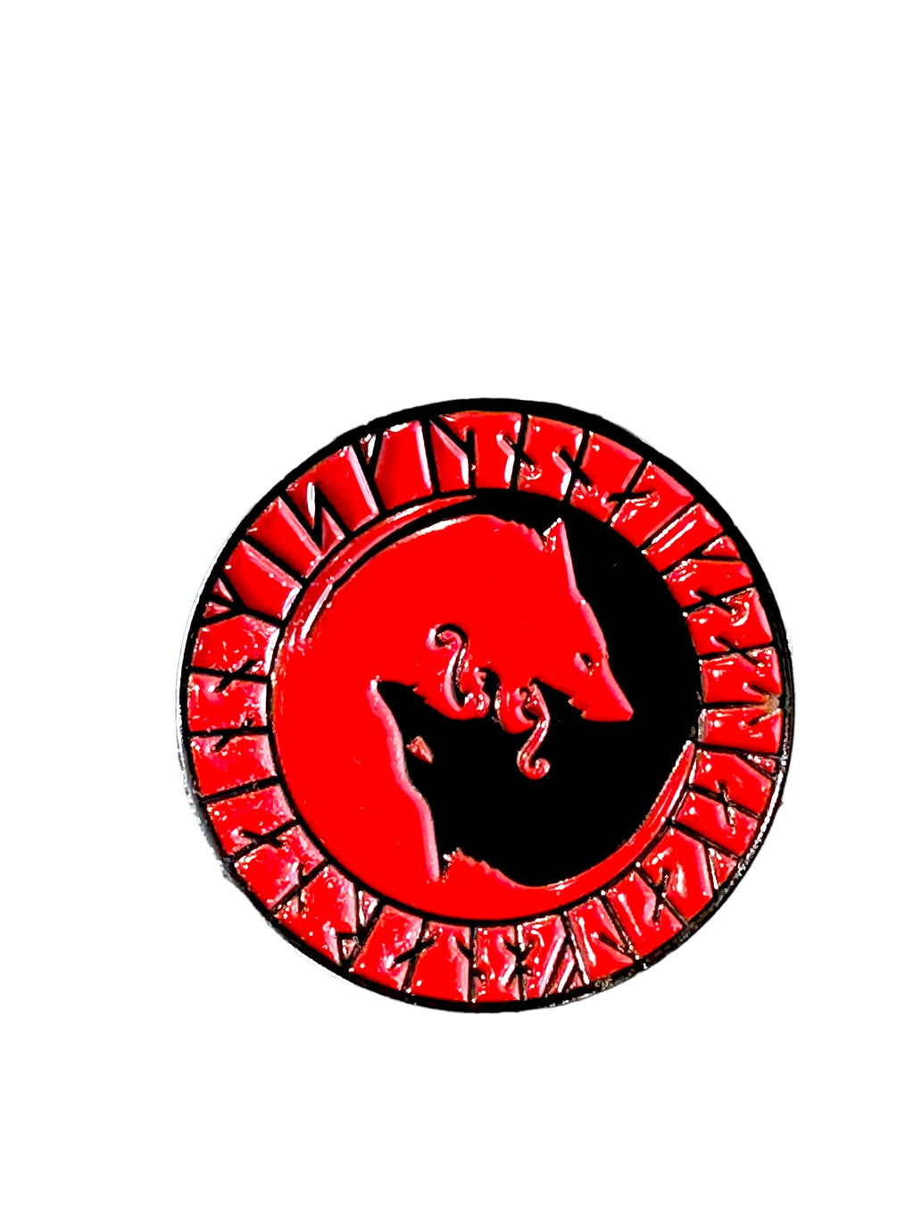 Wolf Geri and Freki Norse Rune Viking Metal Pin Badge Brooch