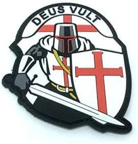 Crusader 'DEUS VULT' Knights Templar Airsoft Paintball PVC Morale Patch