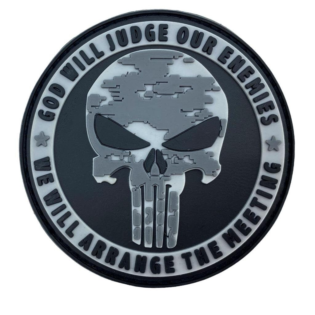 God Will Judge Our Enemies Camo Skull PVC Airsoft Paintball Cosplay Morale Patch