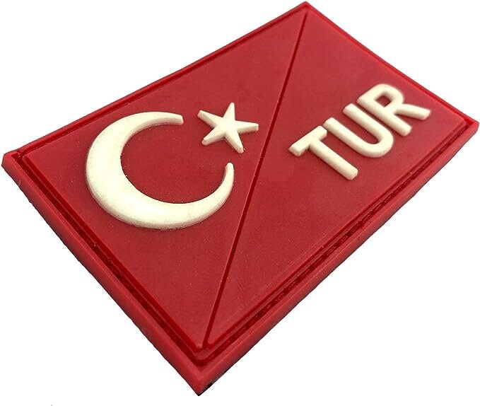 Turkey Turkish Diagonal Red TUR Glow in the Dark Flag Tactical PVC Airsoft Paintball Cosplay Team Patch
