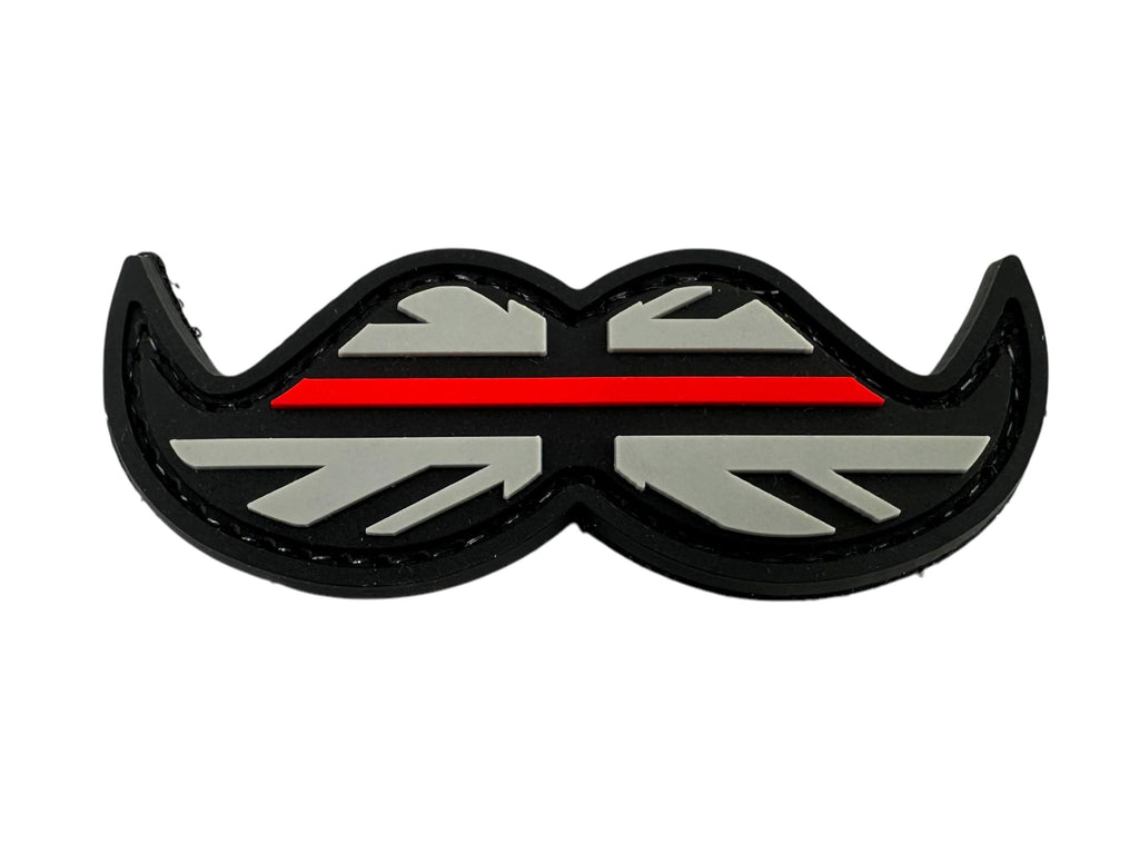 Thin Blue Red Line Union Jack Flag Moustache Tactical Airsoft PVC Cosplay Patch