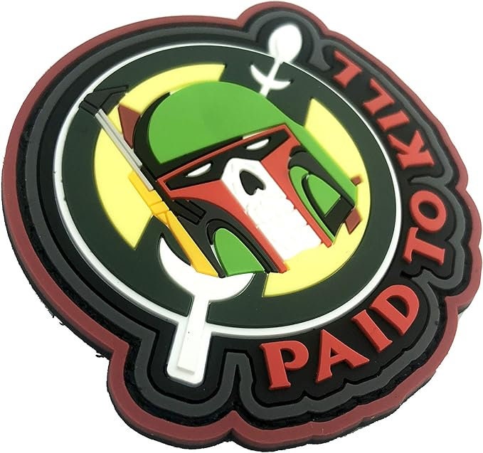 Boba Fett Paid To Kill Bounty Hunter Tactical Airsoft Paintball PVC Morale Cosplay Patch