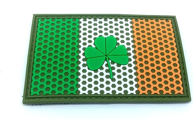 Ireland Irish Shamrock Mesh Crest Flag Airsoft Paintball PVC Morale Team Patch