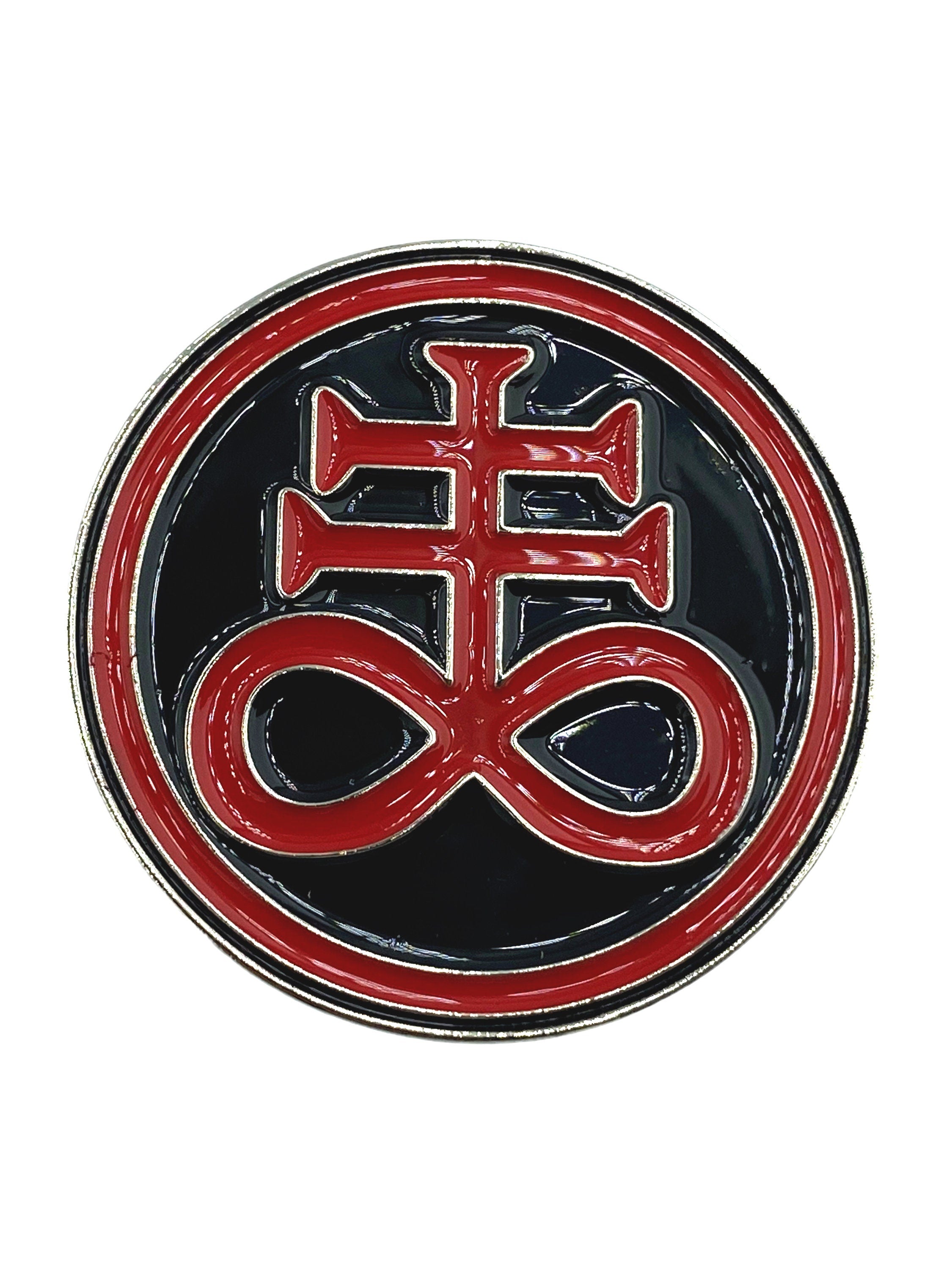 The Leviathan Cross Satan Cross Red Metal Pin Badge Brooch
