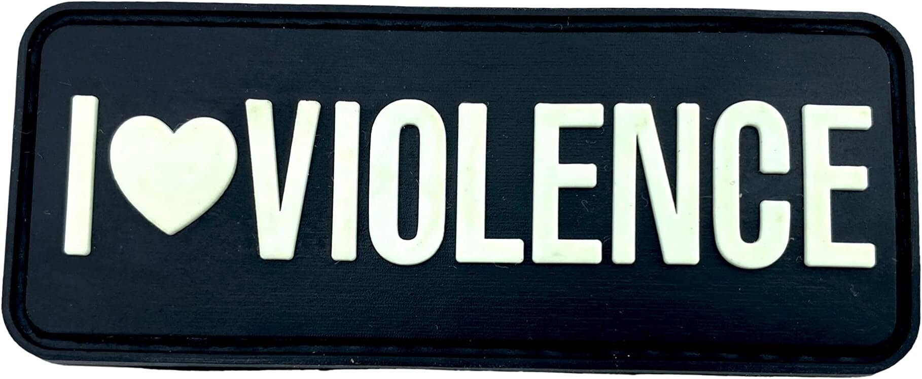 I Love Violence Glow in The Dark Tactical Airsoft Paintball PVC Morale Biker Patch