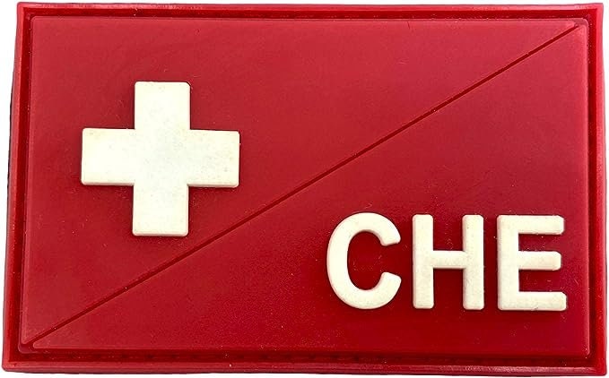 Switzerland Swiss Diagonal CHE Glow in the Dark Flag Tactical PVC Airsoft Paintball Cosplay Team Patch