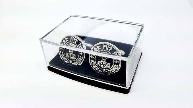 Silver Thor's Hammer Mjolnir Viking Cosplay Cufflinks in Presentation Box