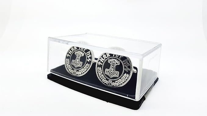 Silver Thor's Hammer Mjolnir Viking Cosplay Cufflinks in Presentation Box