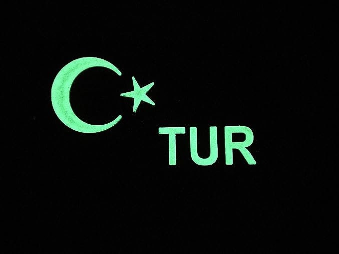 Turkey Turkish Diagonal Black TUR Glow in the Dark Flag Tactical PVC Airsoft Paintball Cosplay Team Patch