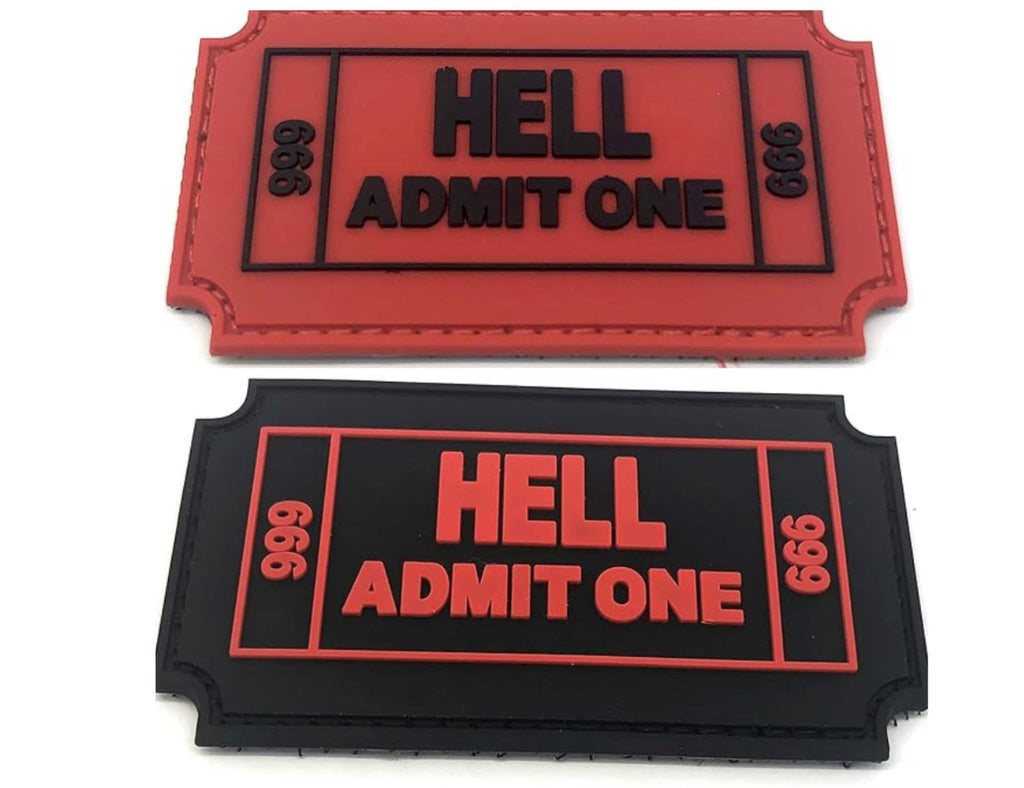 Hell Admit One 666 Ticket Tactical Airsoft Paintball PVC Morale Biker Patch