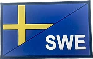 Sweden Swedish Diagonal SWE Flag Tactical PVC Airsoft Paintball Cosplay Team Patch