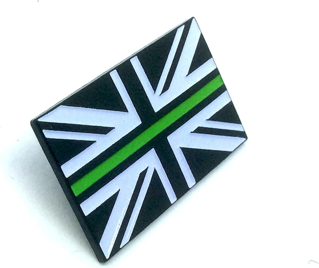 Thin Green Line Union Jack Ambulance Service Medic Metal Pin Badge Brooch