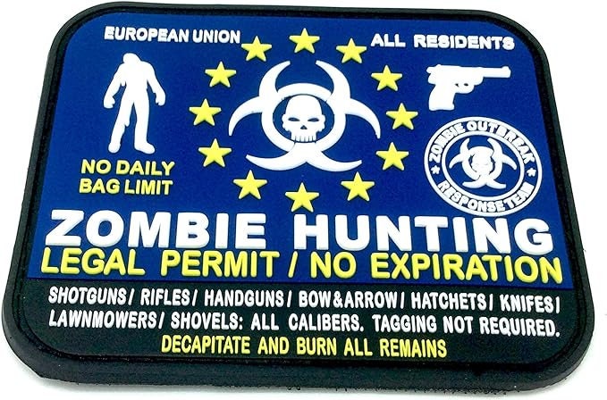 International Countries Zombie Hunting Permits PVC Tactical Airsoft Paintball Morale Patch