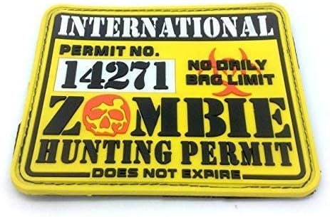International Zombie Hunting Permit No Limit Airsoft PVC Morale Cosplay Patch