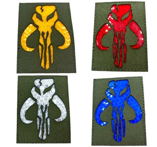Bounty Hunter Boba Fett Bantha Skull Reflective Laser Cut Tactical Airsoft Field Patch