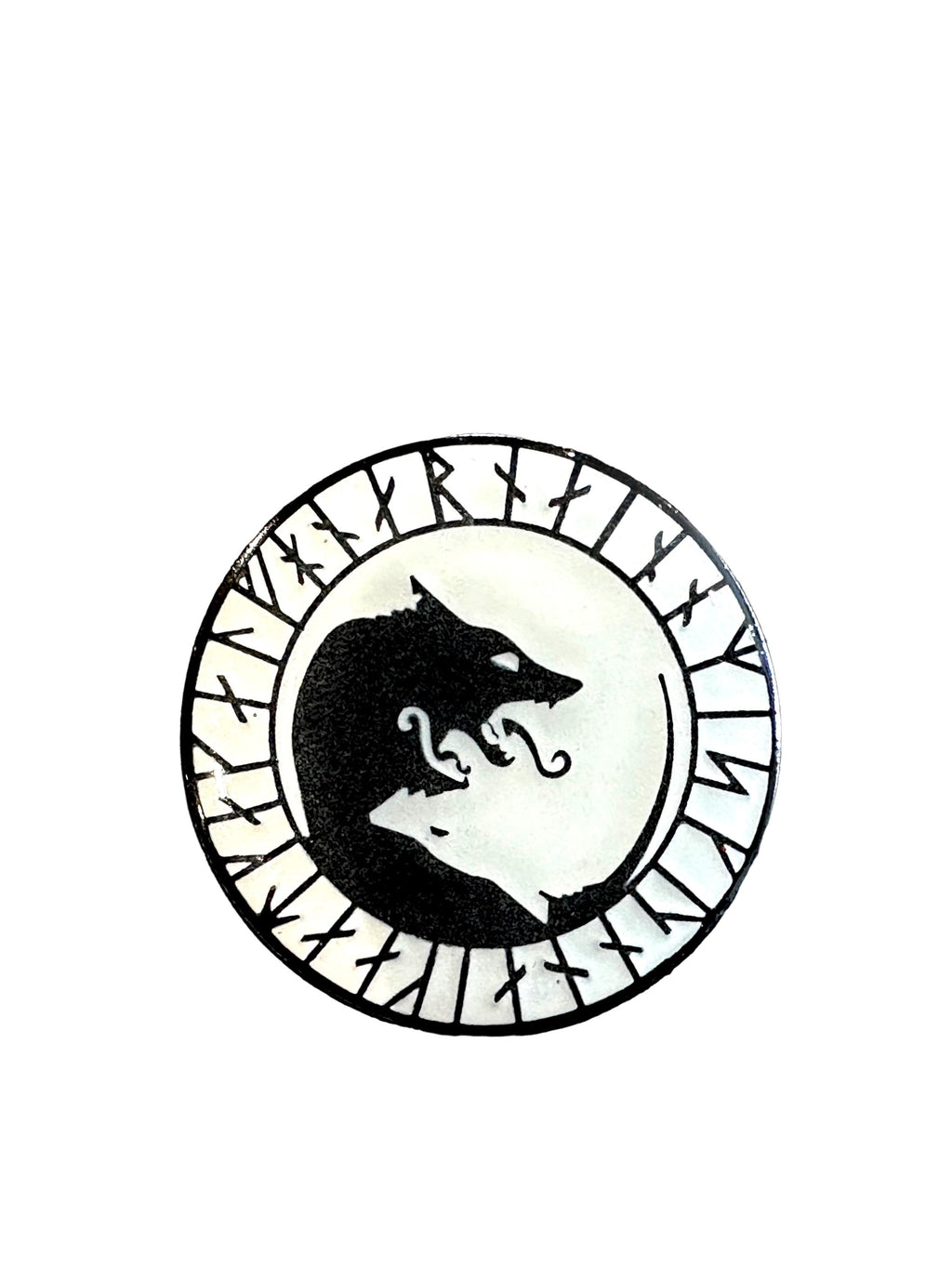 Wolf Geri and Freki Norse Rune Viking Metal Pin Badge Brooch