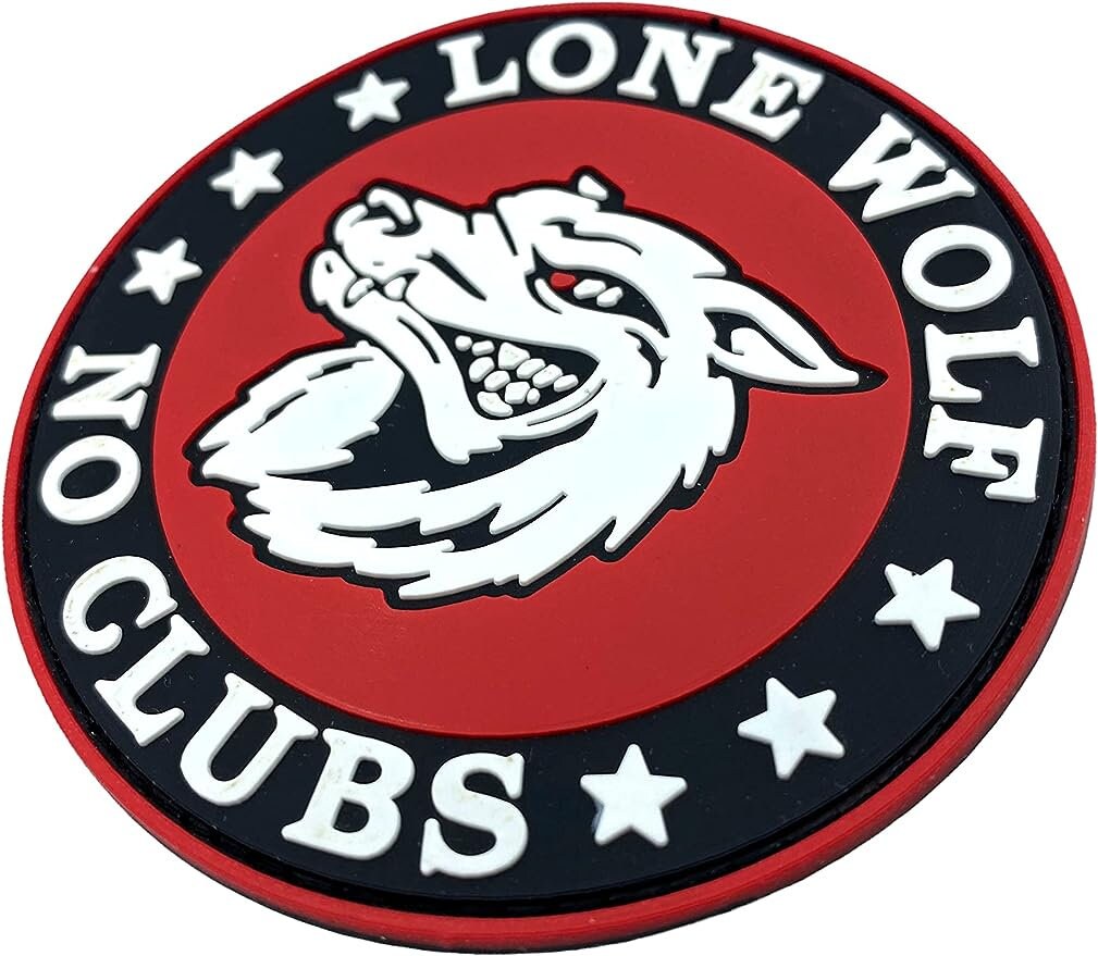 Lone Wolf No Clubs Biker PVC Airsoft Paintball Cosplay Morale Patch