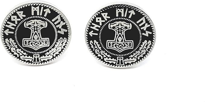 Silver Thor's Hammer Mjolnir Viking Cosplay Cufflinks in Presentation Box