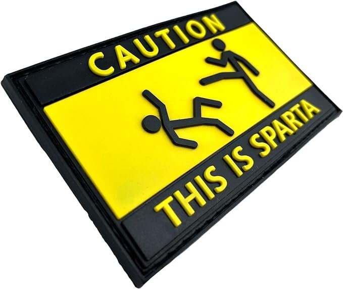 Caution This is Sparta Tactical PVC Airsoft Paintball Cosplay Patch
