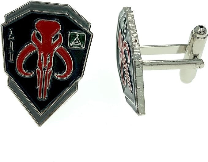 Bounty Hunter Boba Fett Bantha Skull Cosplay Metal Sci Fi Fan Cufflinks
